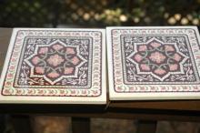 2 matching tiles, vintage for wall decor or trivets