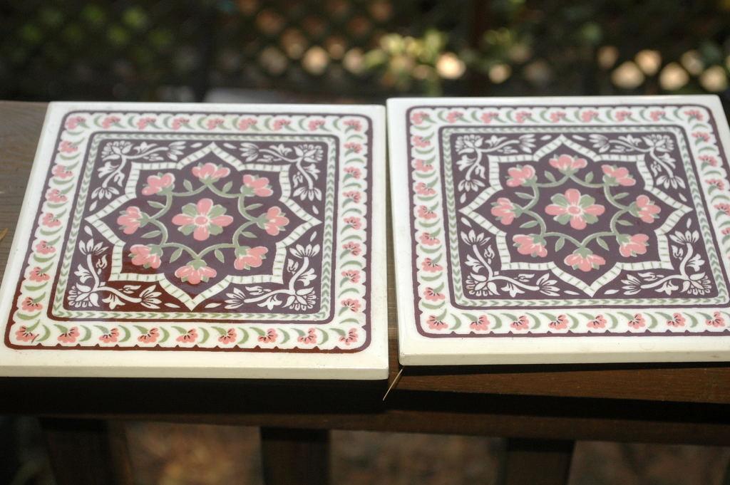 2 matching tiles, vintage for wall decor or trivets