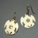 Hand crafted Turtle Earrings Carved Bone with Abalone Shell
