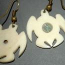 Hand crafted Turtle Earrings Carved Bone with Abalone Shell