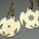 Hand crafted Turtle Earrings Carved Bone with Abalone Shell
