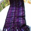 Guatemalan Mayan Table Runner Hand Woven Purple, Metallic & Black