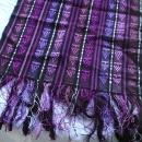 Guatemalan Mayan Table Runner Hand Woven Purple, Metallic & Black