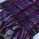 Guatemalan Mayan Table Runner Hand Woven Purple, Metallic & Black