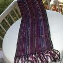 Guatemalan Mayan Table Runner Hand Woven Purple, Metallic & Black