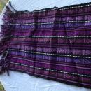 Guatemalan Mayan Table Runner Hand Woven Purple, Metallic & Black