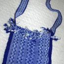 Blue White Guatemalan Cotton Shoulder Bag from the Sierra de las Minas Biosphere Reserve, Hand Woven