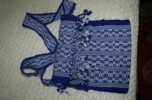 Blue White Guatemalan Cotton Shoulder Bag from the Sierra de las Minas Biosphere Reserve, Hand Woven