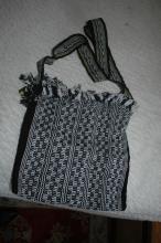 Black White Guatemalan Cotton Shoulder Bag from the Sierra de las Minas Biosphere Reserve, Hand Woven