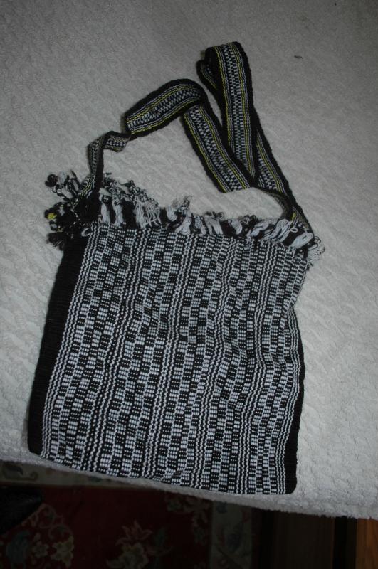 Black White Guatemalan Cotton Shoulder Bag from the Sierra de las Minas Biosphere Reserve, Hand Woven