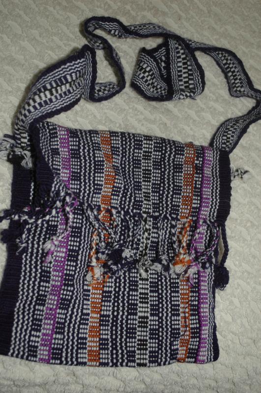 Black, Brown and Purple Guatemalan Cotton Shoulder Bag from the Sierra de las Minas Biosphere Reserve, Hand Woven