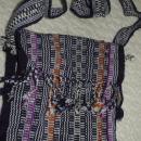 Black, Brown and Purple Guatemalan Cotton Shoulder Bag from the Sierra de las Minas Biosphere Reserve, Hand Woven