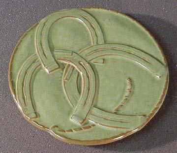 Frankoma Green Horse Shoe Good Luck Trivet