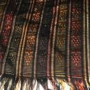 Guatemalan Mayan Table Runner Hand Woven Black, Brown, Copper with Metallic Threads long fringe