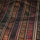 Guatemalan Mayan Table Runner Hand Woven Black, Brown, Copper with Metallic Threads long fringe