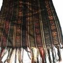 Guatemalan Mayan Table Runner Hand Woven Black, Brown, Copper with Metallic Threads long fringe