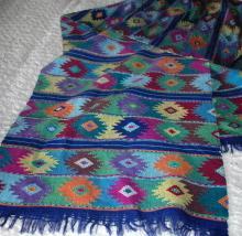 Guatemalan Mayan Extra Long Table Runner Hand Woven Brillient Colors- Vintage
