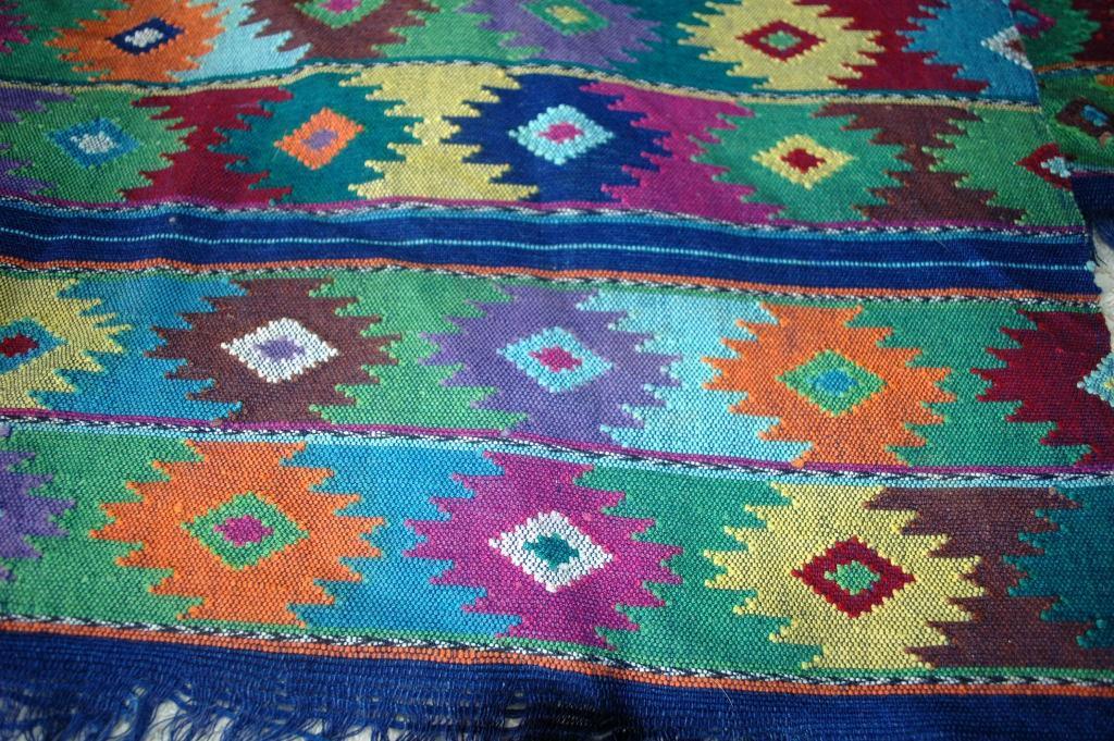 Guatemalan Mayan Extra Long Table Runner Hand Woven Brillient Colors- Vintage
