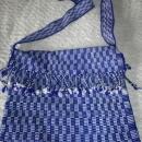 Blue White Guatemalan Cotton Shoulder Bag from the Sierra de las Minas Biosphere Reserve, Hand Woven Free Shipping