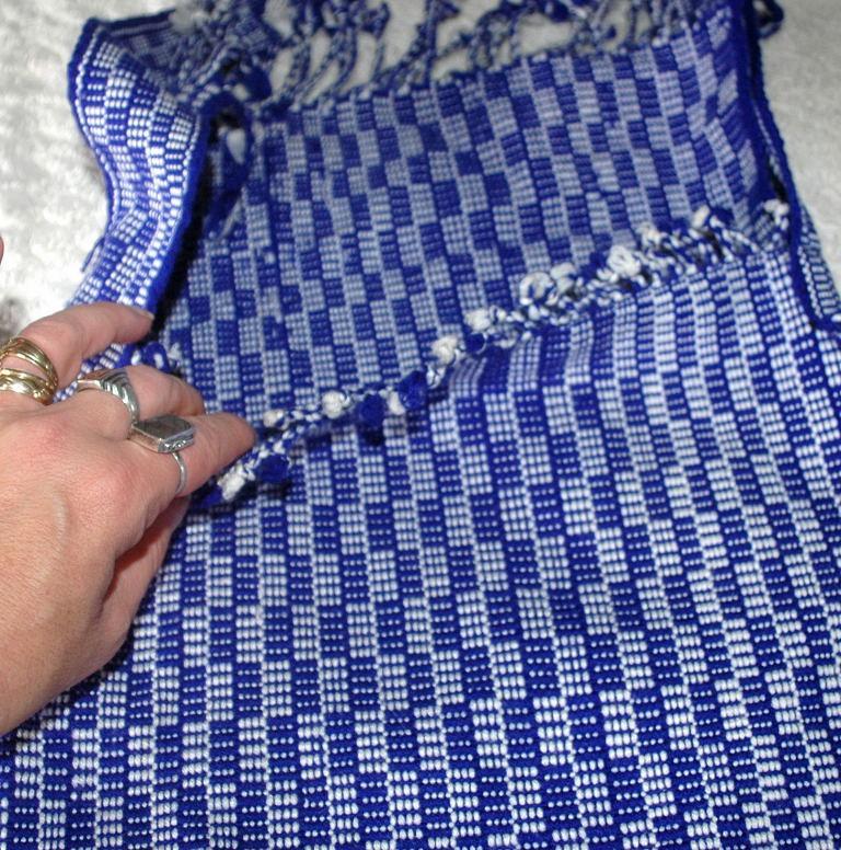 Blue White Guatemalan Cotton Shoulder Bag from the Sierra de las Minas Biosphere Reserve, Hand Woven Free Shipping
