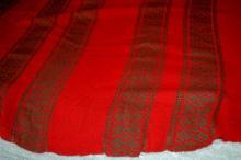 Vintage Long Oval Red/ Green Tablecloth Christmas, Ethnic,