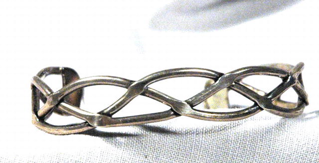 Sterling Silver braided cuff bracelet Designed by Taxco Mexico Artisan