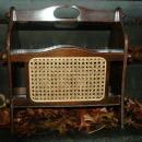 Vintage Walnut Wood Magazine Rack with Caning