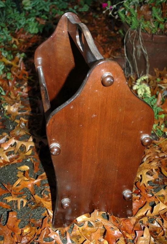 Vintage Walnut Wood Magazine Rack with Caning