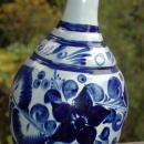 Tonola Talavera Bottle Vase Hand Painted with Cobalt Blue