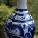 Tonola Talavera Bottle Vase Hand Painted with Cobalt Blue