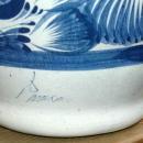 Signed Talavera Bottle Vase Hand Painted with Cobalt Blue