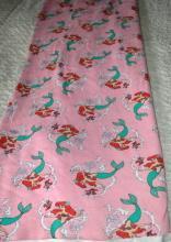 Ariel Little Mermaid Pink Cotton Sweatshirt Fleece Fabric Piece Remnant 60