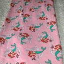 Ariel Little Mermaid Pink Cotton Sweatshirt Fleece Fabric Piece Remnant 60