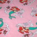 Ariel Little Mermaid Pink Cotton Sweatshirt Fleece Fabric Piece Remnant 60
