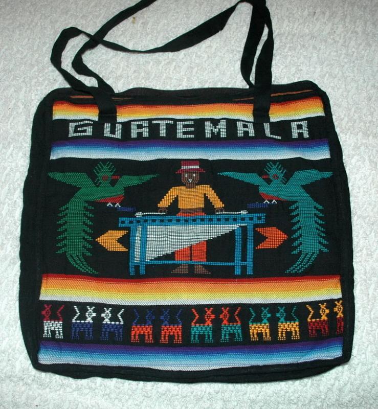 GUATEMALA Souvenir Tote bag 1970's Hand Loomed Textile Free Shipping
