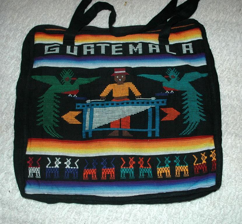 GUATEMALA Souvenir Tote bag 1970's Hand Loomed Textile Free Shipping