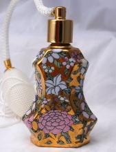 Gold Enameled Porcelain Perfume Bottle Atomizer