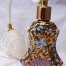 Gold Enameled Porcelain Perfume Bottle Atomizer