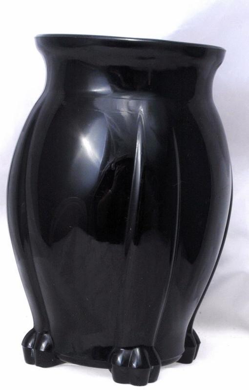 Art Deco Black Amethyst Glass Vase 4 -paw feet