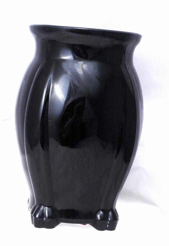Art Deco Black Amethyst Glass Vase 4 -paw feet