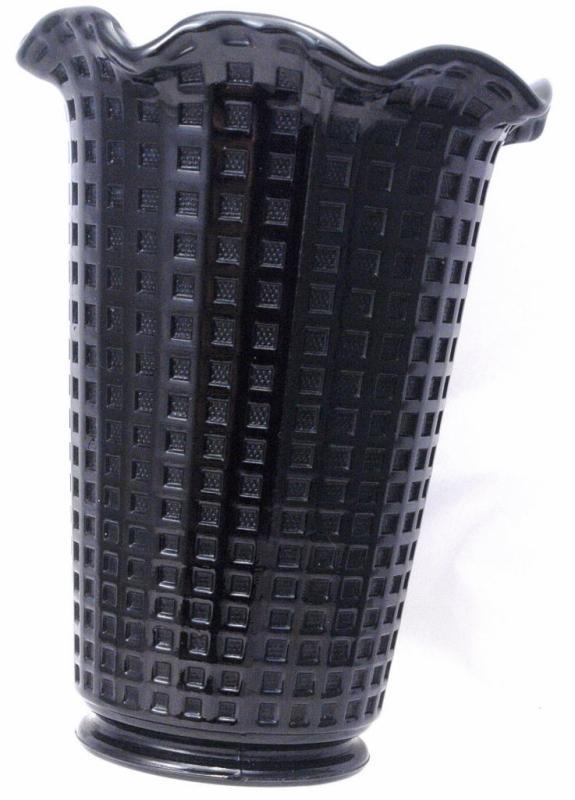 Depression Glass Waffle Pattern Black Amethyst Glass Vase