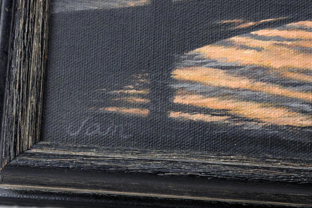 Pacific North West Sundown Waterscape Oil Painting Signed,