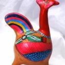 Old Mexico Terra Cotta Red Pottery Painted Chicken