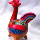 Old Mexico Terra Cotta Red Pottery Painted Chicken