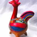 Old Mexico Terra Cotta Red Pottery Painted Chicken