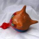 Old Mexico Terra Cotta Red Pottery Painted Chicken