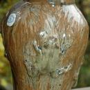 Stoneware Textured Climbing Frog Vase Signed M. Madsen & Elaine W / made with Mount Saint Helen's Ash Glaze