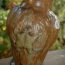 Stoneware Textured Climbing Frog Vase Signed M. Madsen & Elaine W / made with Mount Saint Helen's Ash Glaze