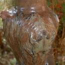 Stoneware Textured Climbing Frog Vase Signed M. Madsen & Elaine W / made with Mount Saint Helen's Ash Glaze