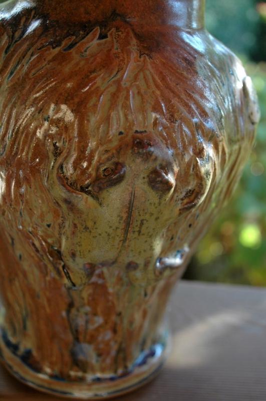 Stoneware Textured Climbing Frog Vase Signed M. Madsen & Elaine W / made with Mount Saint Helen's Ash Glaze